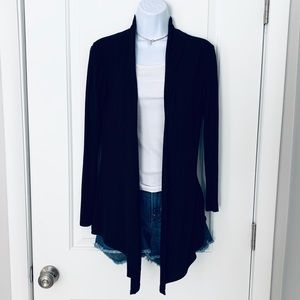 Black waterfall open-front cardigan